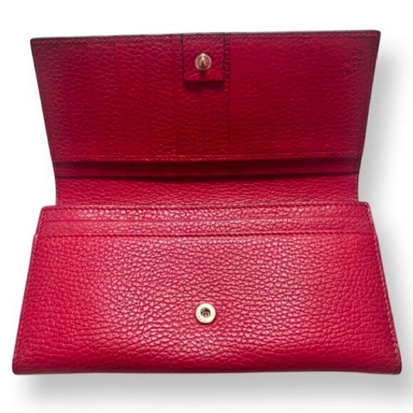 NEW Gucci Red Interlocking GG Pebbled Leather Long Continental Wallet - Picture 6 of 15